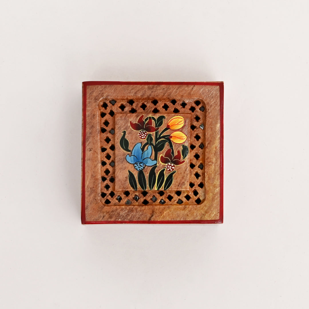 Soapstone Hand-Painted Floral theme box