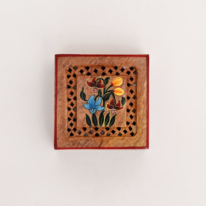 Soapstone Hand-Painted Floral theme box