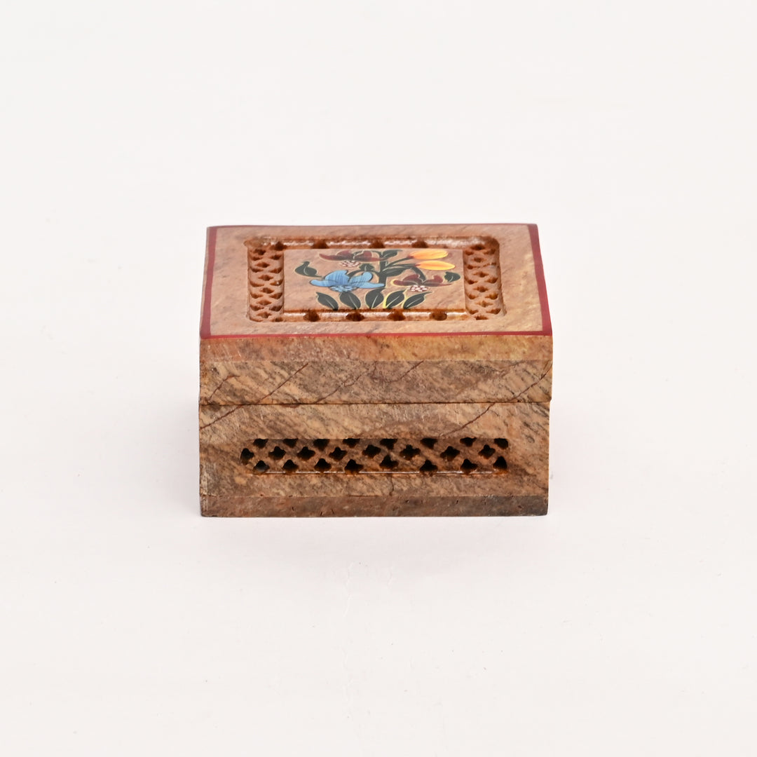 Soapstone Hand-Painted Floral theme box