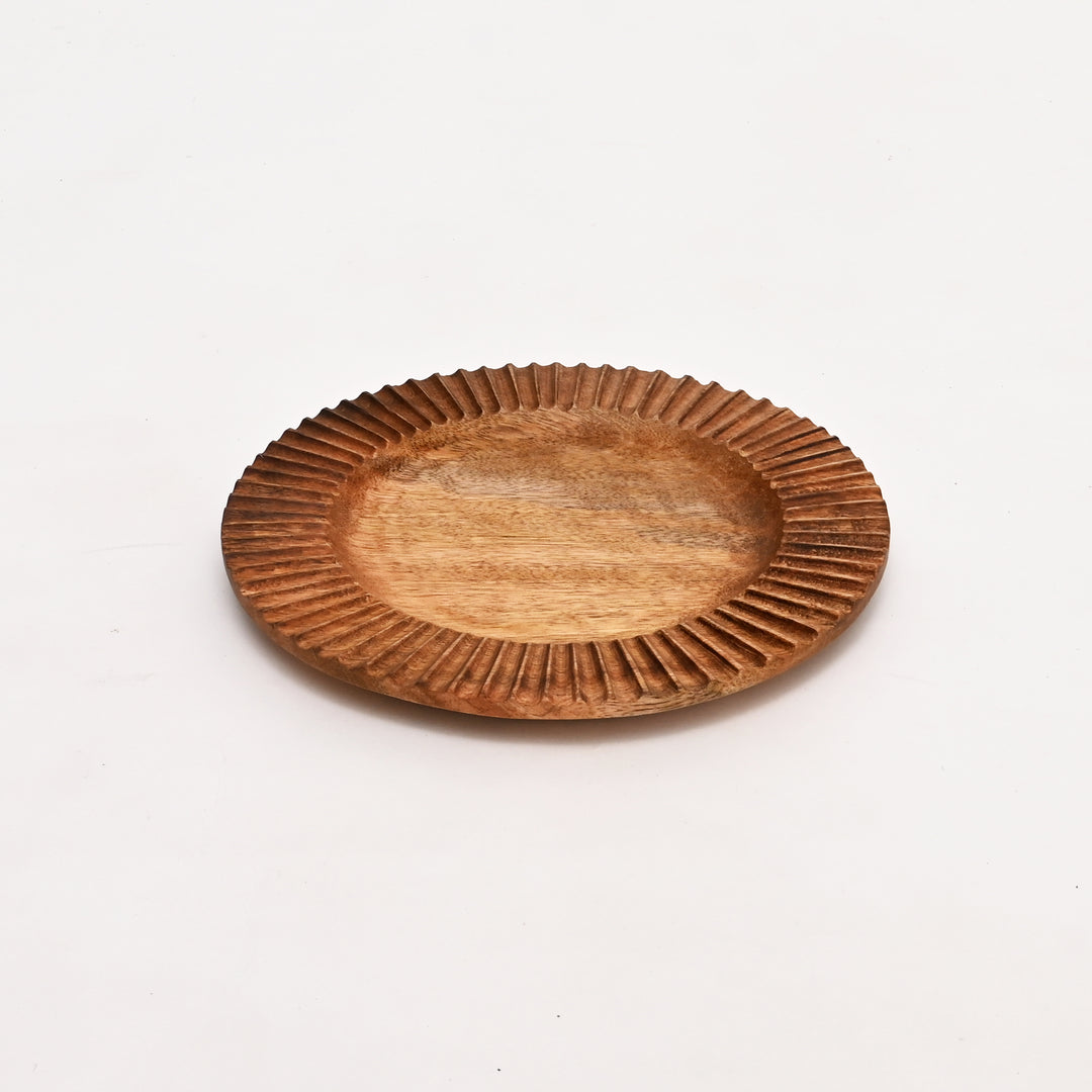 Handcrafted Mango Wood Dinner Plate | Small