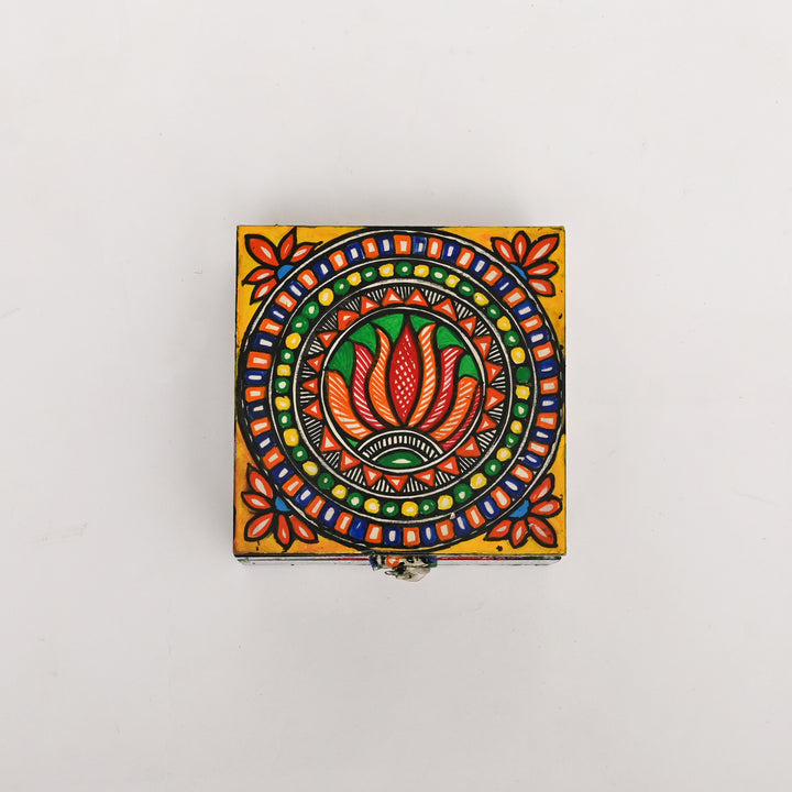 Handpainted Madhubani MDF Jewellery Box – Traditional Folk Art Storage