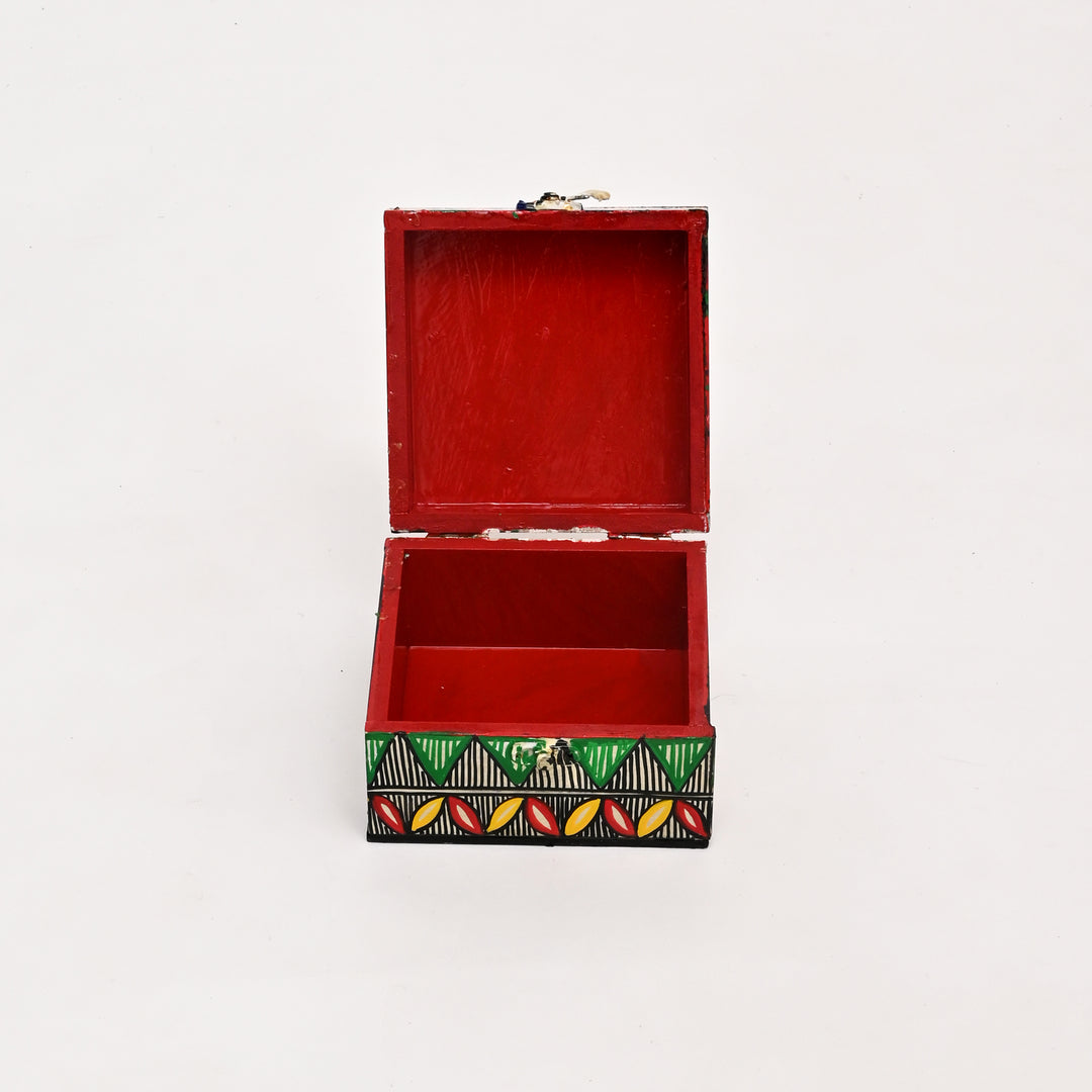Handpainted Madhubani MDF Jewellery Box – Traditional Folk Art Storage