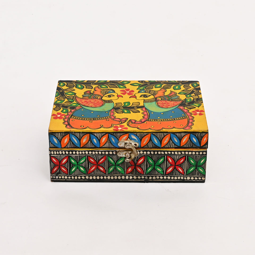 Madhubani Wooden Jewellery Box – Hand-Painted