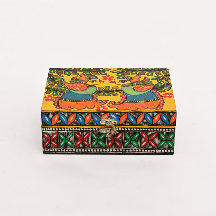 Madhubani Wooden Jewellery Box – Hand-Painted