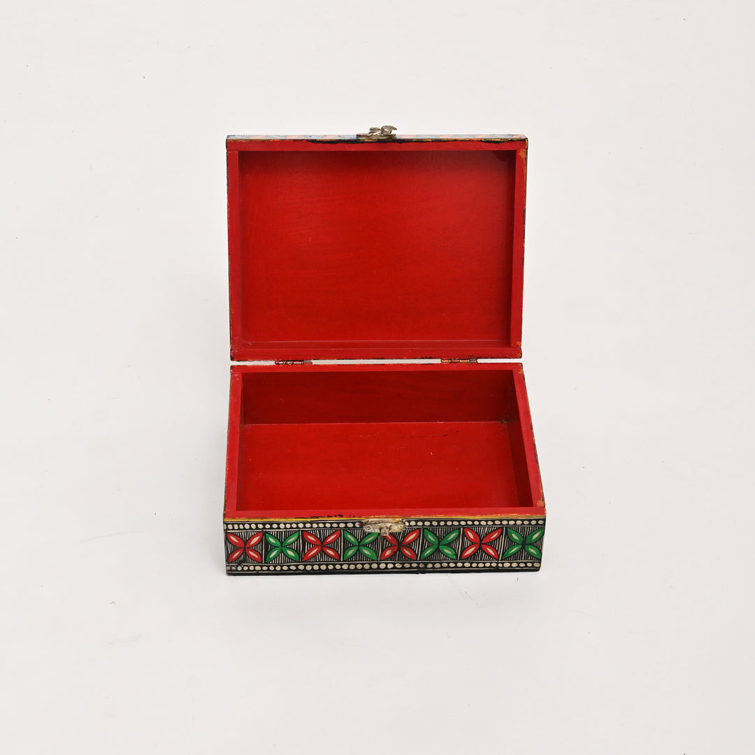 Madhubani Wooden Jewellery Box – Hand-Painted