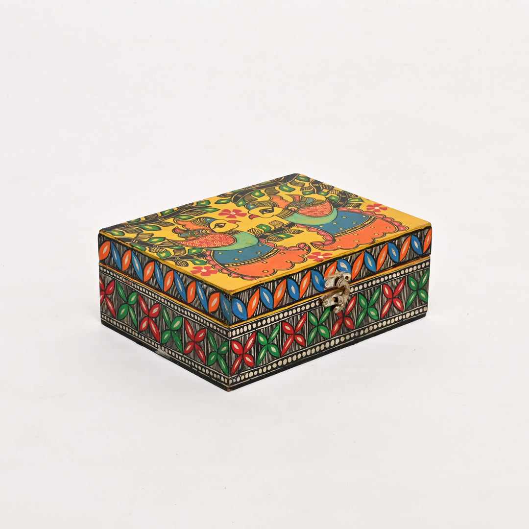 Madhubani Wooden Jewellery Box – Hand-Painted