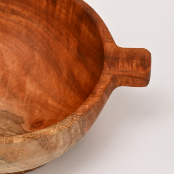 Handcrafted Neem Wood Serving Bowl | Natural Finish | 20× 15 × 7