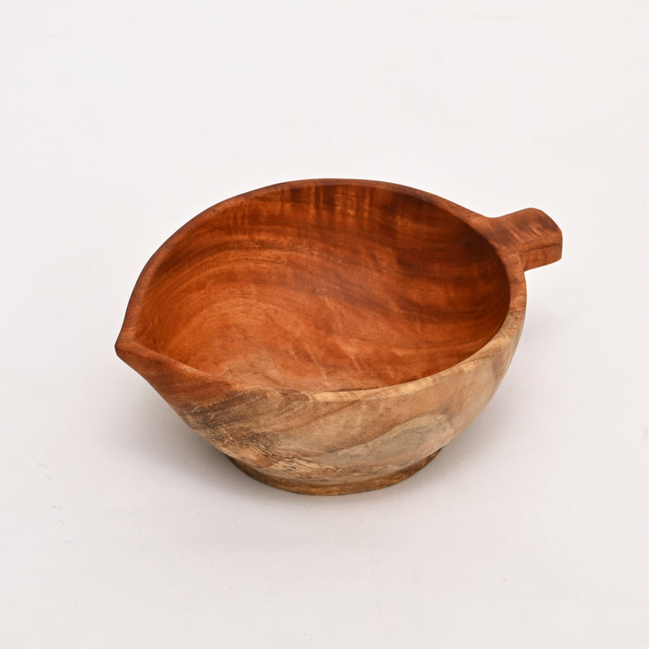 Handcrafted Neem Wood Serving Bowl | Natural Finish | 20× 15 × 7