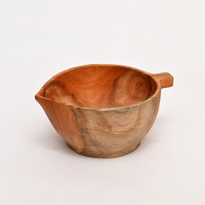 Handcrafted Neem Wood Serving Bowl | Natural Finish | 22 × 17 × 10