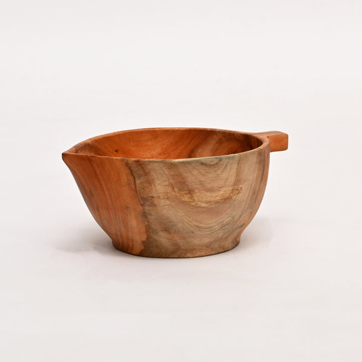 Handcrafted Neem Wood Serving Bowl | Natural Finish | 22 × 17 × 10
