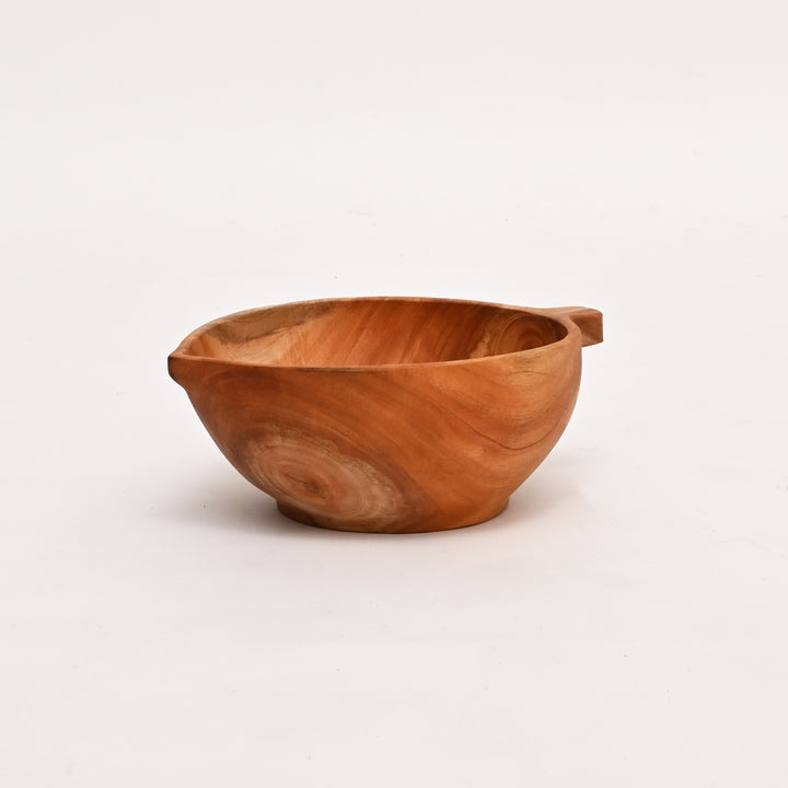 Handcrafted Neem Wood Serving Bowl | Natural Finish | 22 × 17 × 10