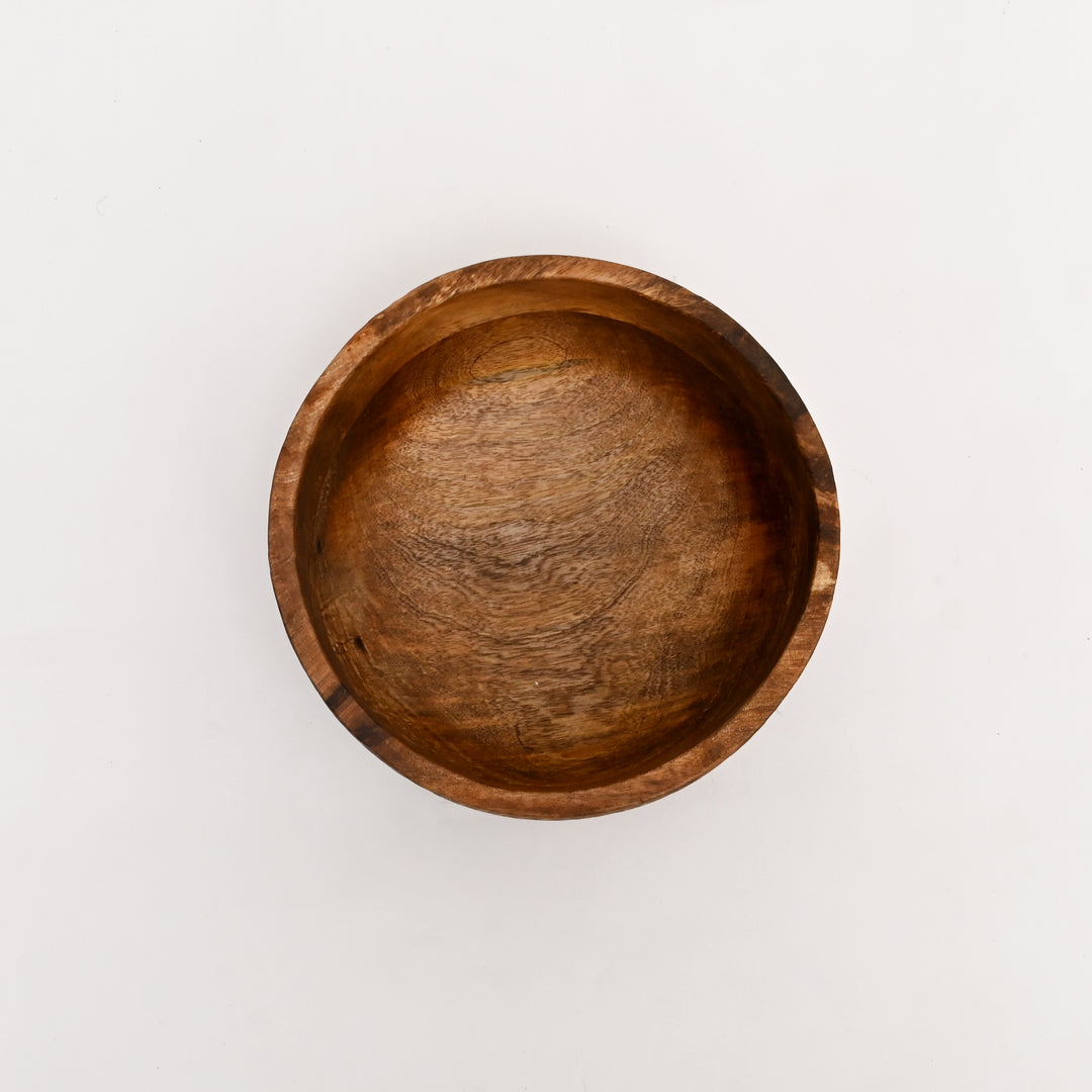 Handcrafted Neem Wood Serving Bowl | 25 × 25 × 12 cm