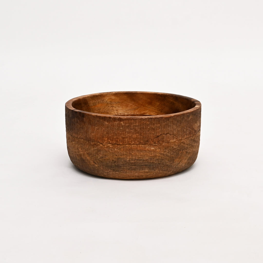 Handcrafted Neem Wood Serving Bowl | 25 × 25 × 12 cm