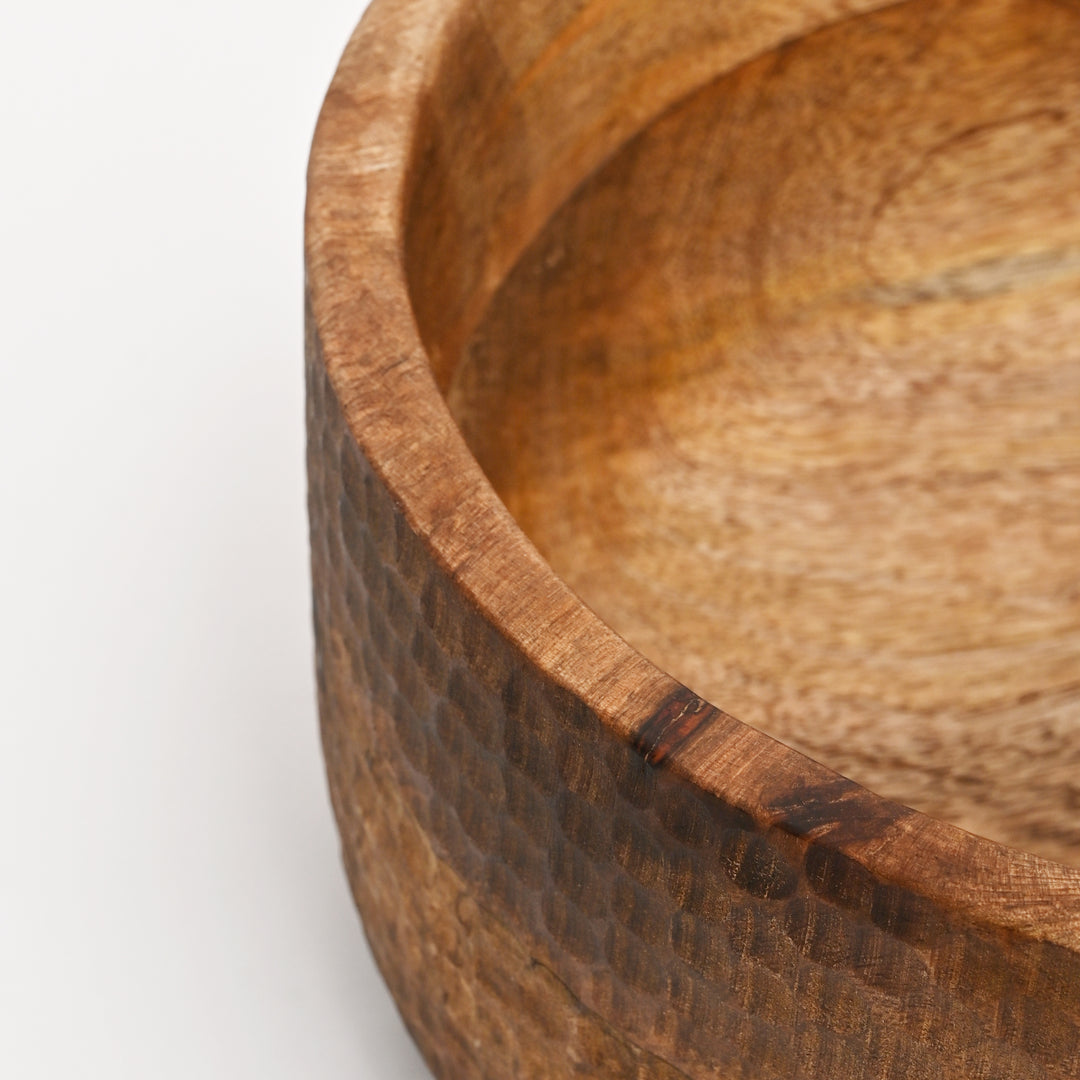 Handcrafted Neem Wood Serving Bowl | 25 × 25 × 12 cm