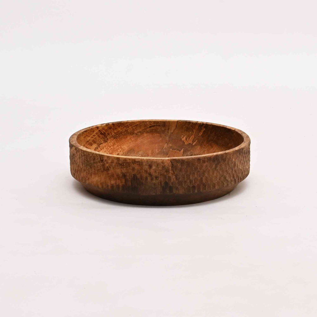 Handcrafted Neem Wood Serving Bowl, 13 Inch | Natural Finish