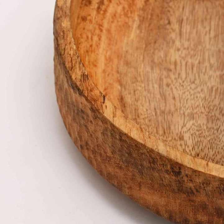 Handcrafted Neem Wood Serving Bowl, 13 Inch | Natural Finish