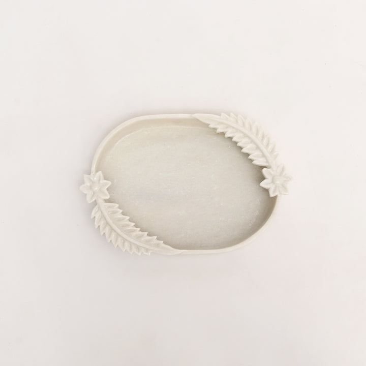 Handcrafted Marble Decorative White Tray
