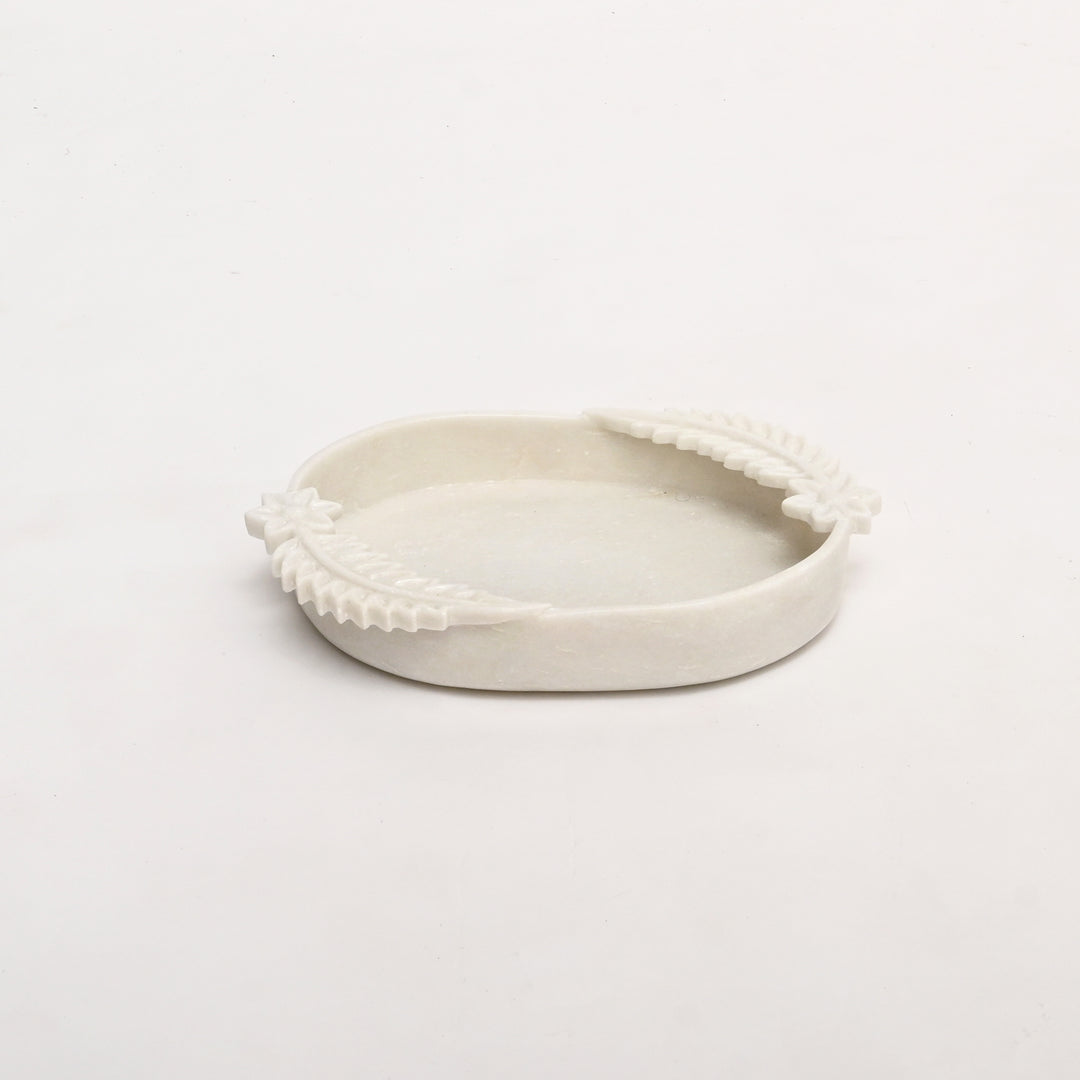 Handcrafted Marble Decorative White Tray