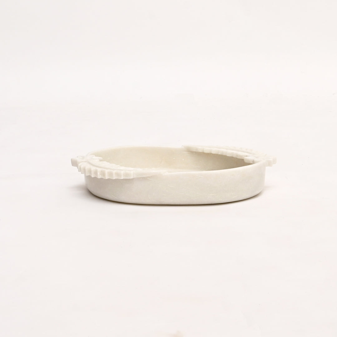 Handcrafted Marble Decorative White Tray
