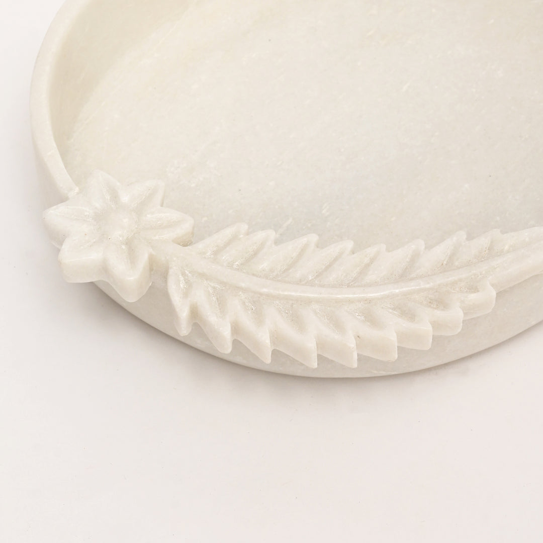 Handcrafted Marble Decorative White Tray