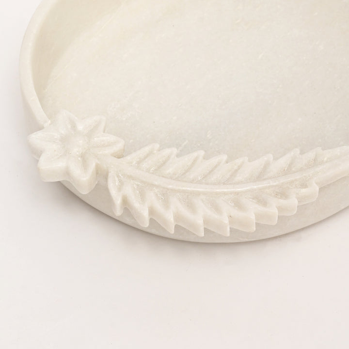 Handcrafted Marble Decorative White Tray