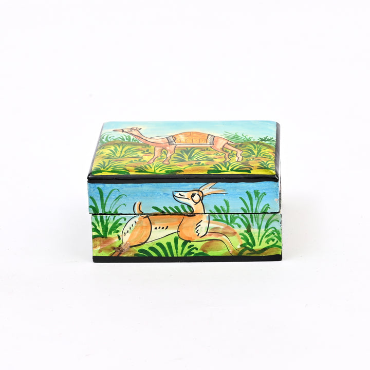Handcrafted Wooden Flat Box - Animal Art (Set of 2)