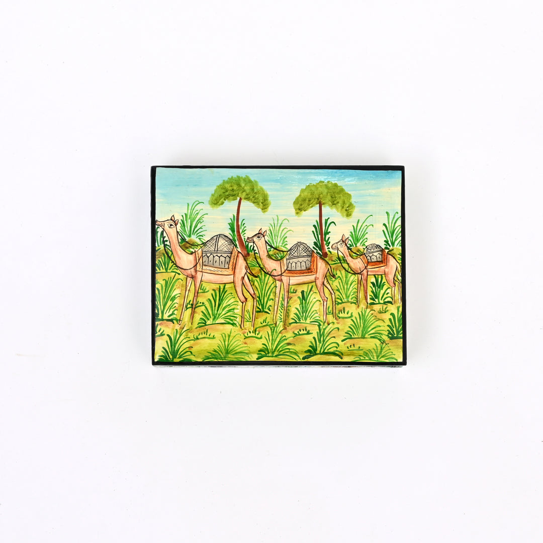 Handcrafted Wooden Flat Box - Animal Art (Set of 2)