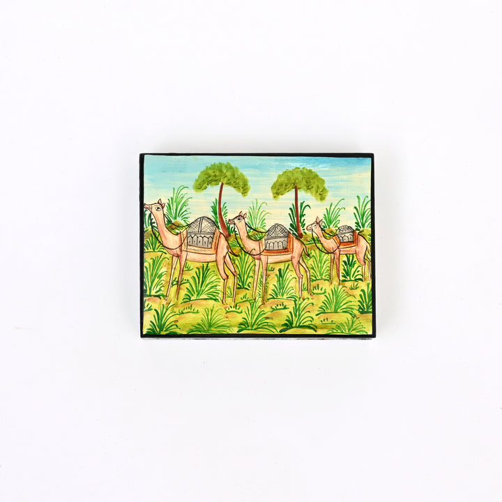 Handcrafted Wooden Flat Box - Animal Art (Set of 2)