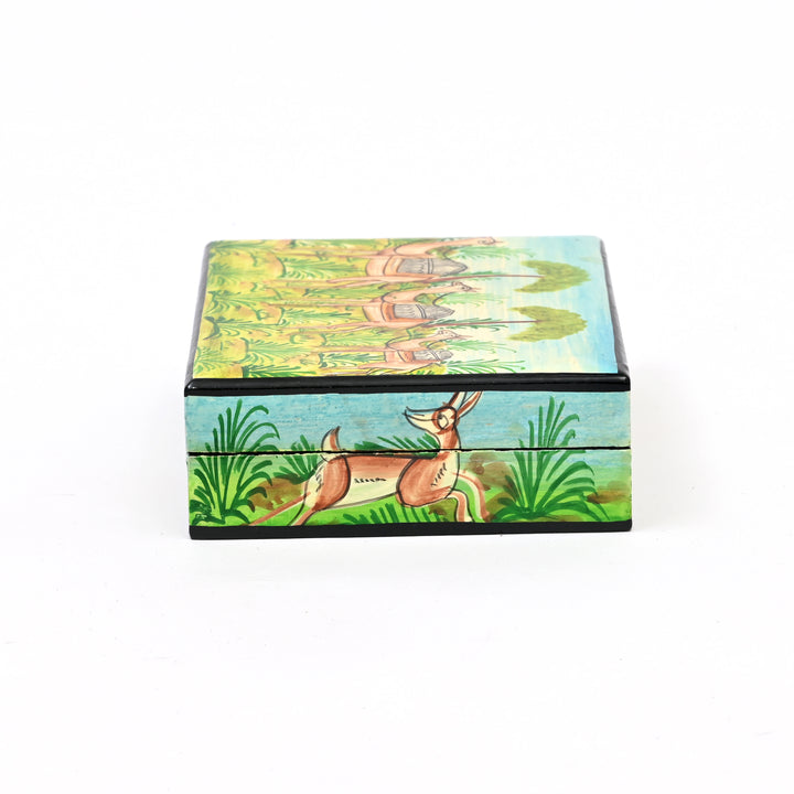 Handcrafted Wooden Flat Box - Animal Art (Set of 2)