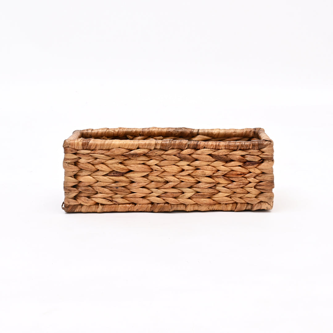 Handwoven Rectangular Natural Fiber Storage Basket