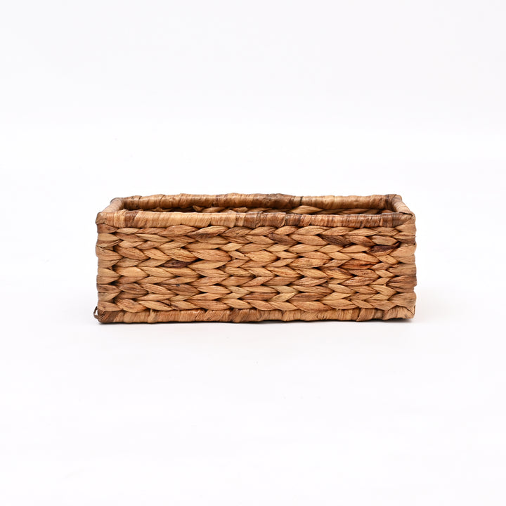 Handwoven Rectangular Natural Fiber Storage Basket