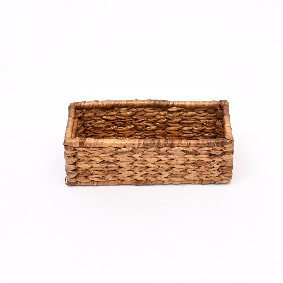 Handwoven Rectangular Natural Fiber Storage Basket