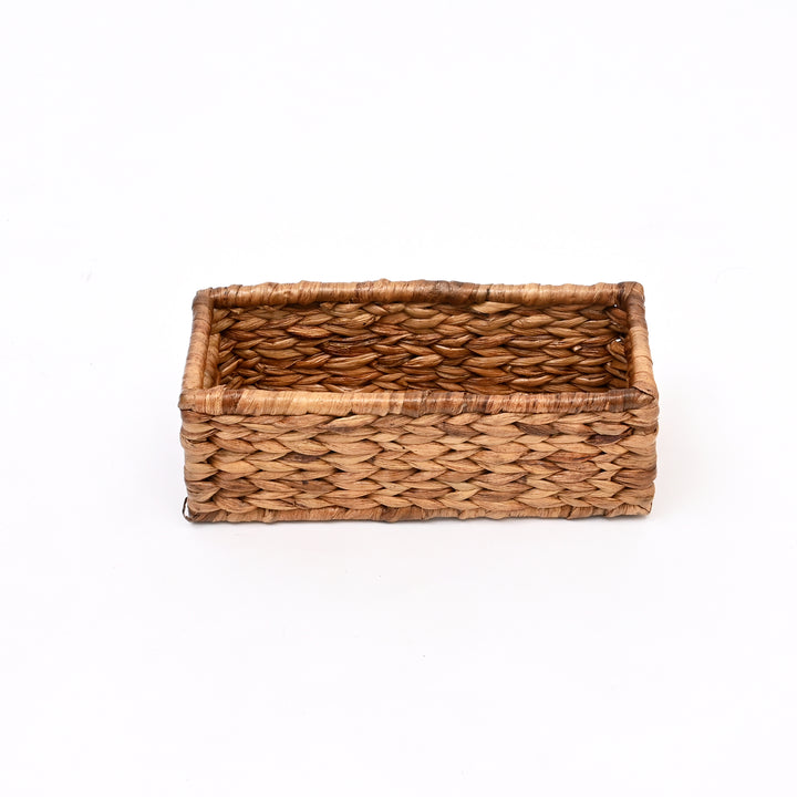 Handwoven Rectangular Natural Fiber Storage Basket