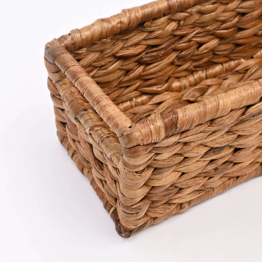 Handwoven Rectangular Natural Fiber Storage Basket
