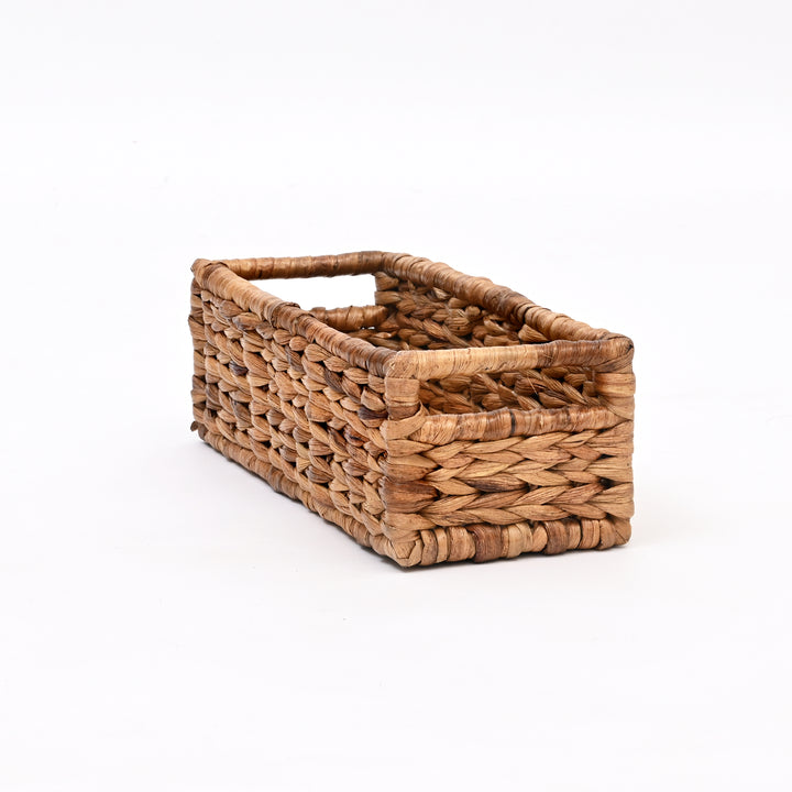 Handwoven Rectangular Natural Fiber Storage Basket