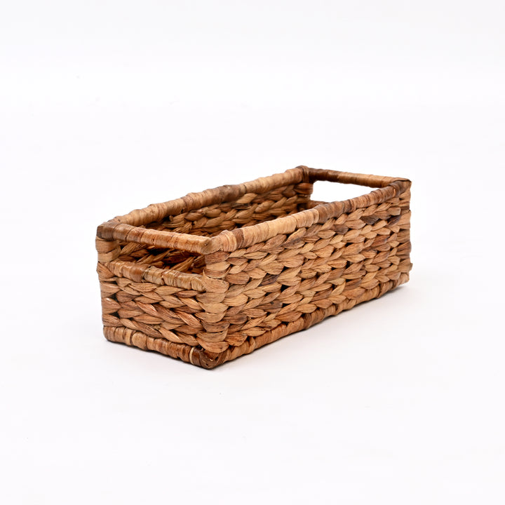 Handwoven Rectangular Natural Fiber Storage Basket