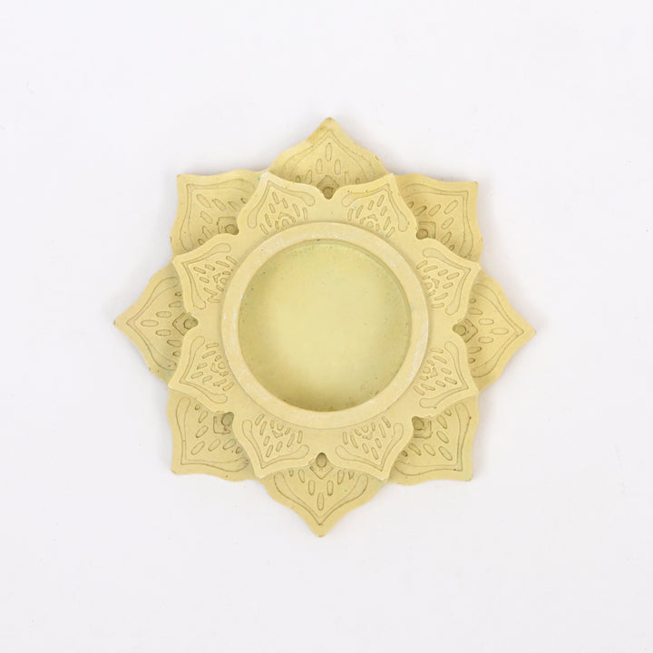 Mandala Tea Light Holder: Soothing Elegance in Blue and Yellow set of 2