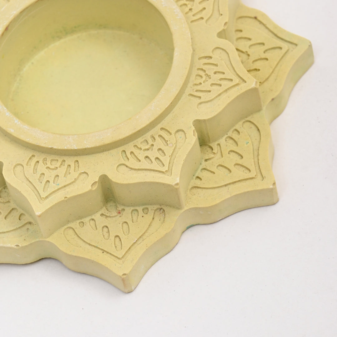 Mandala Tea Light Holder: Soothing Elegance in Blue and Yellow set of 2