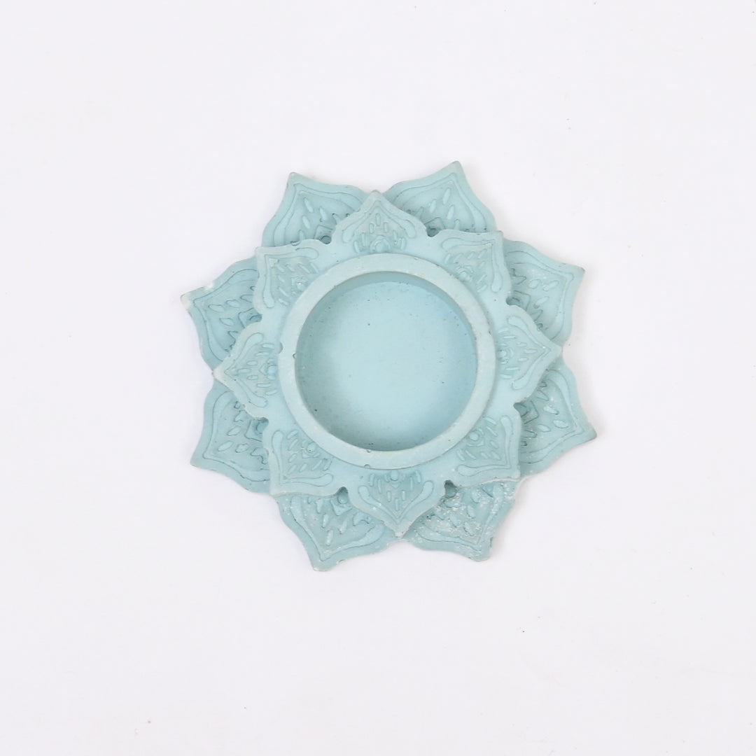 Mandala Tea Light Holder: Soothing Elegance in Blue and Yellow set of 2