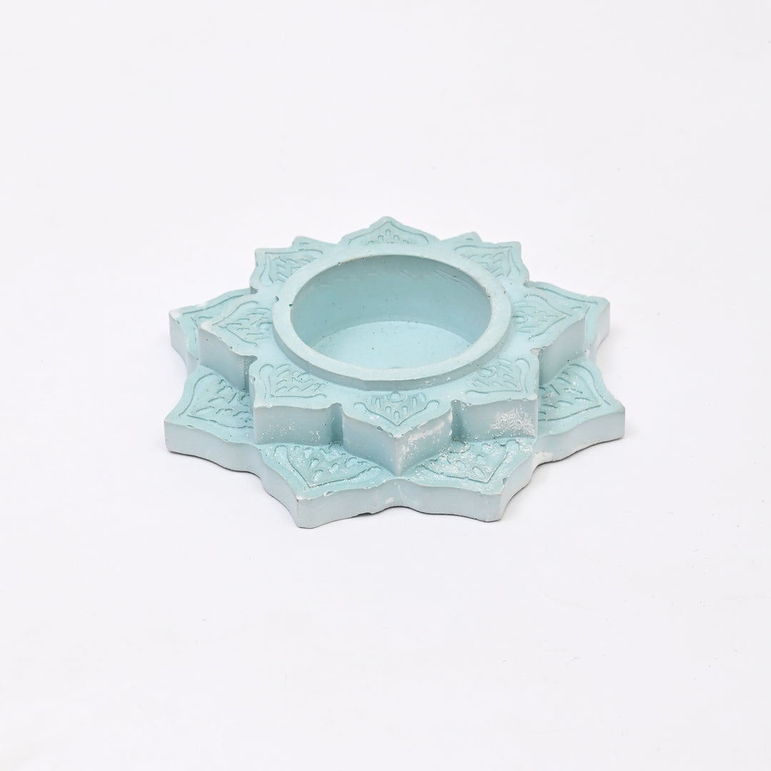 Mandala Tea Light Holder: Soothing Elegance in Blue and Yellow set of 2