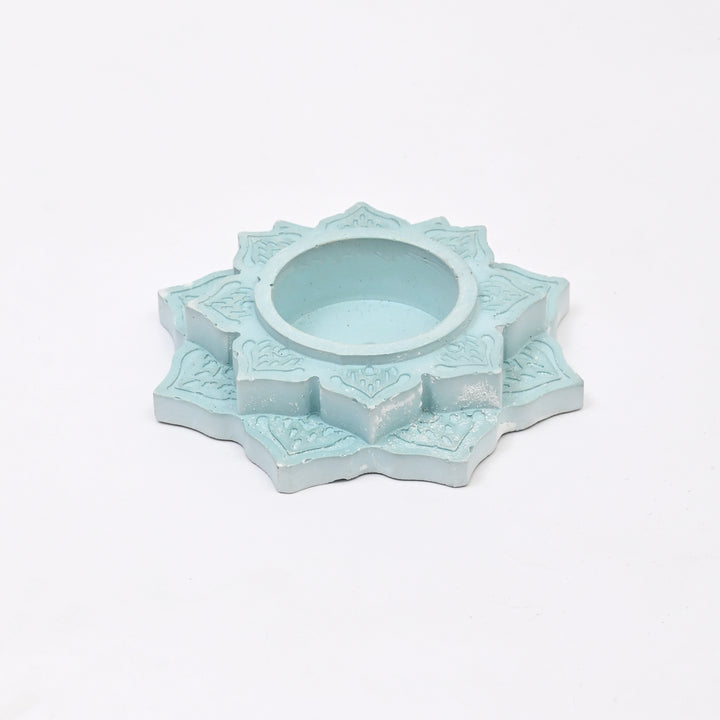 Mandala Tea Light Holder: Soothing Elegance in Blue and Yellow set of 2