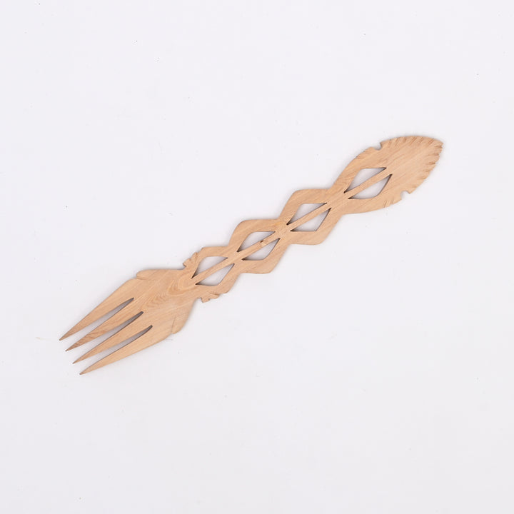 Hand-Carved Wooden Serving Set with Decorative Utensils