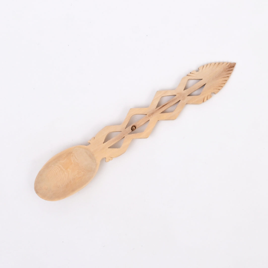 Hand-Carved Wooden Serving Set with Decorative Utensils