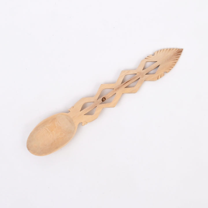 Hand-Carved Wooden Serving Set with Decorative Utensils