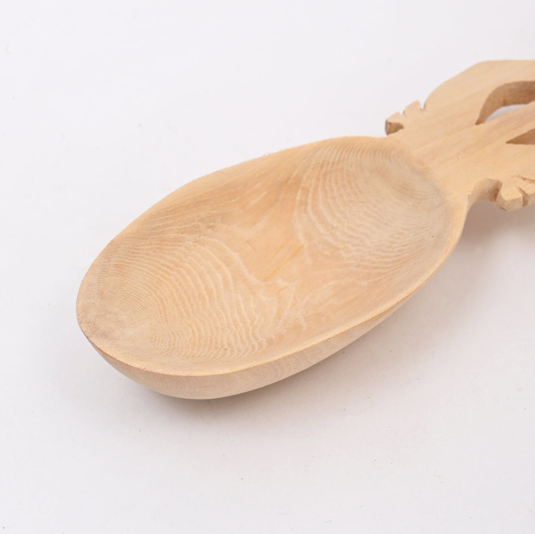 Hand-Carved Wooden Serving Set with Decorative Utensils