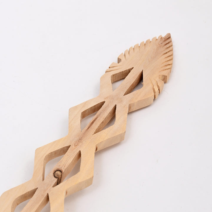 Hand-Carved Wooden Serving Set with Decorative Utensils