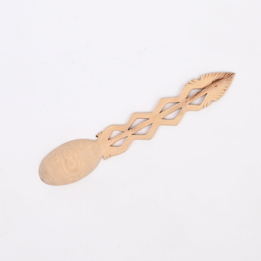 Hand-Carved Wooden Serving Set with Decorative Utensils