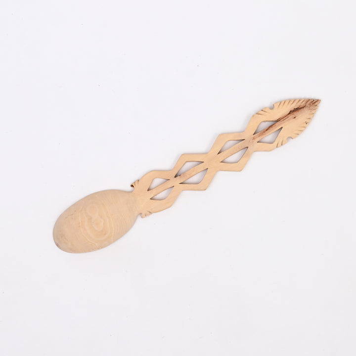 Hand-Carved Wooden Serving Set with Decorative Utensils