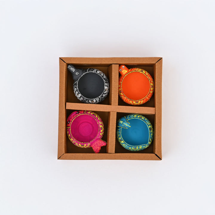 4-Piece Terracotta Animal Diya Set