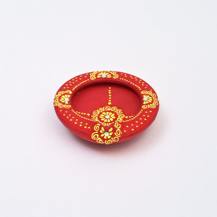 4-Piece Handcrafted Terracotta Flat Diya Set